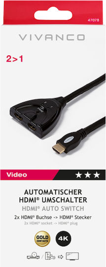 Vivanco Automatic Switch 2 Hdmi To 1 Hdmi 4k 30hz