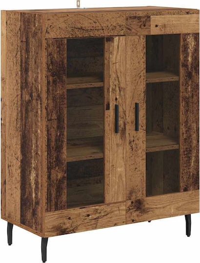 Πλαϊνό Γραφείο Artisan Oak Floor-standing Living Room Display Cabinet made of Particleboard with Glass 69.5x34x90cm