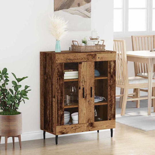 Living Room Display Cabinet from Particle Board with Brown Glass 69.5x34x90cm