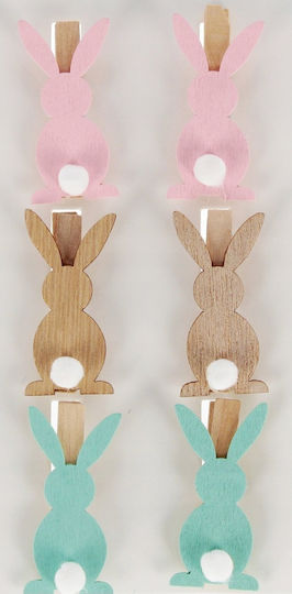 Decorative Wooden Bunny Clothespin 6 Pieces Pom Pom Craft Fun