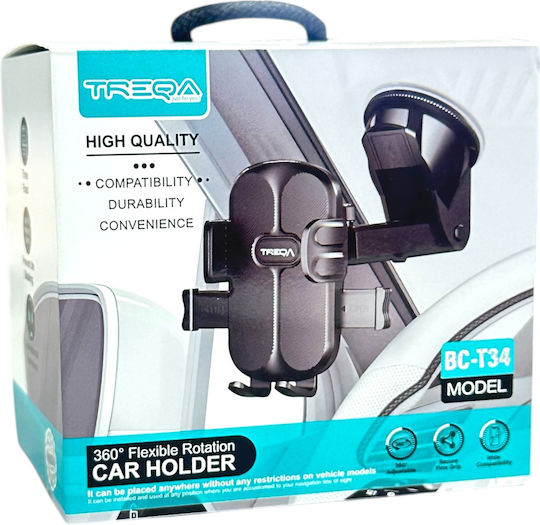 Treqa Car Mobile Mount with Adjustable Hooks Black