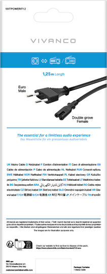Vivanco Power Cord Euro 8 Terminal 1.25m