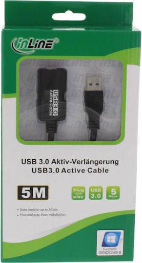 InLine USB 3.0 Kabel USB-A-Stecker - USB-A-Buchse Schwarz 5m 35650
