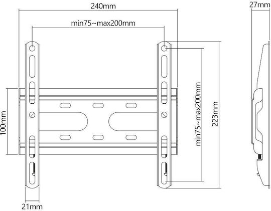Manhattan Ultraflache Starr Βάση Τηλεόρασης Τοίχου έως 43" και 45kg