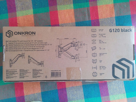 Onkron Βάση Τηλεόρασης Τοίχου έως 34" Μαύρο