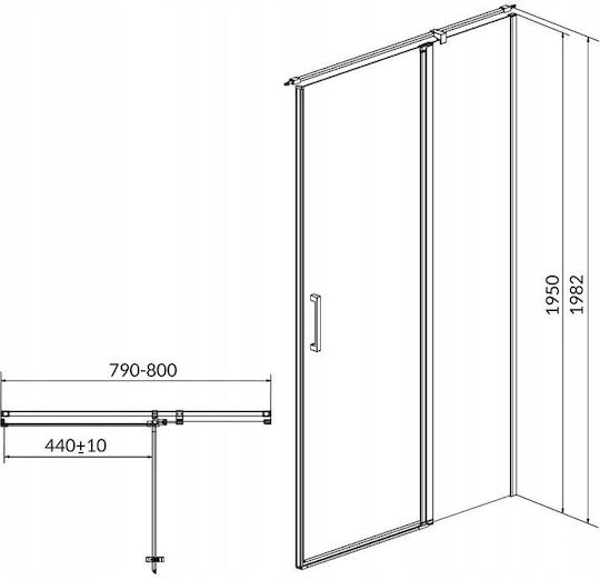 Cersanit Kabine für Dusche mit Aufklappbar Tür 80x195cm