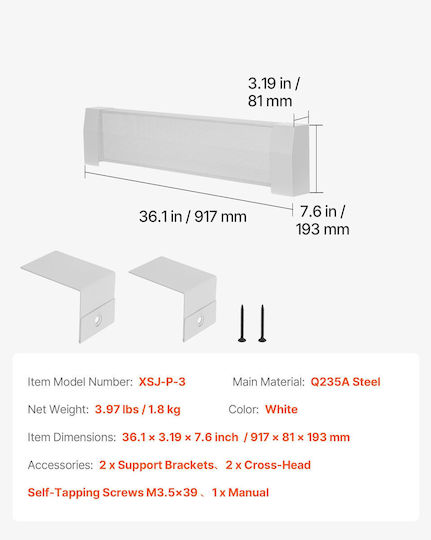 Vevor Husă Pentru Element De Încălzire De Bază 917 Mm Rezistentă Stil Deschis Alb Dbjrqgthjprez3psi001v0