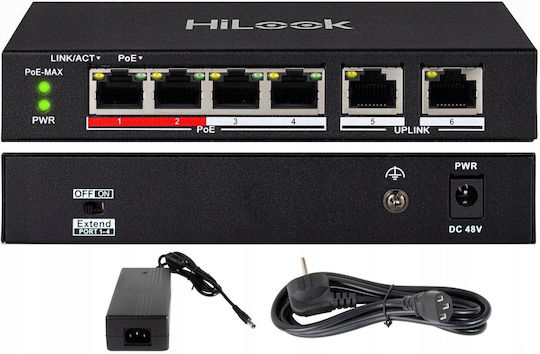 Hikvision NS-0106P-35 Unmanaged L2 PoE+ Switch with 6 Gigabit (1Gbps) Ethernet Ports