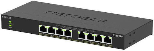 NetGear GS308LP Unmanaged L2 PoE+ Switch με 8 Θύρες Gigabit (1Gbps) Ethernet