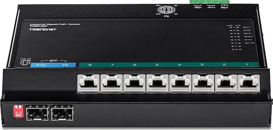 Trendnet TI-PG102F Неуправляем Превключвател L2 PoE+ с 8 Порта Gigabit (1Gbps) Ethernet и 2 SFP Порта
