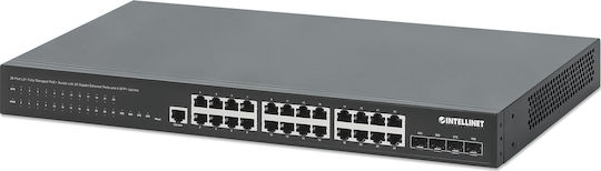 Intellinet 561846 Verwaltet L2 PoE+ Switch mit 24 Ports Gigabit (1Gbps) Ethernet und 4 SFP Ports