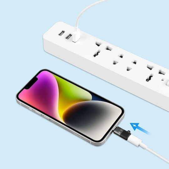 Puluz SB9098 Convertor USB-C / Lightning Masculin În USB-C / Lightning Feminin Alb