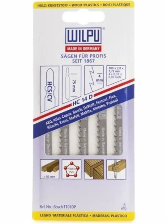 Wilpu Jig Saw Blades Wood Plastic 5 Pieces Hc 14 D Wilpu