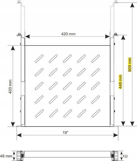 Pulsar Συρόμενο Ράφι 420x400 Ντουλάπια Rack 19 Ιντσών Rapw600