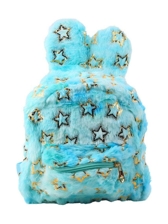 Plush Backpack Gold Stars Kids Blue