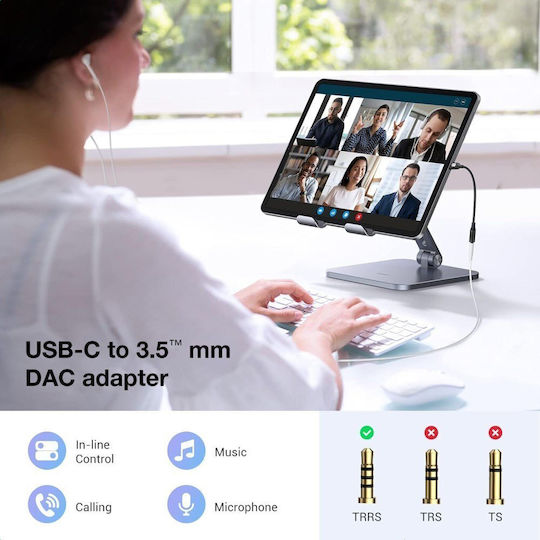 Techly Usbc-dac24j Μετατροπέας USB-C male σε 3.5mm female 1τμχ