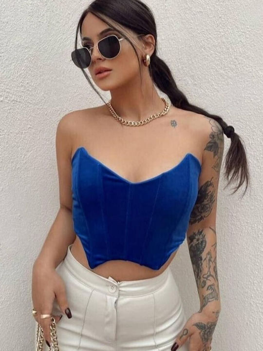 Γυναικεία Μπλούζα Κορσές Strapless Μπλε