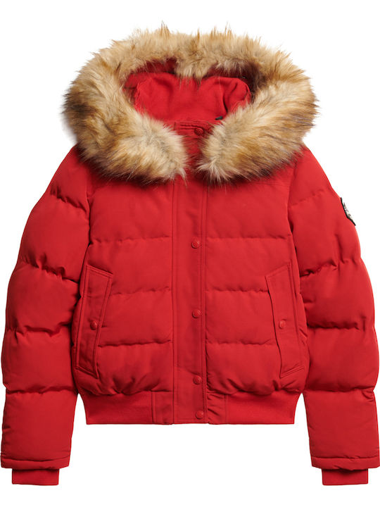 D2 Ovin Damen Puffer Jacke für Winter Rot