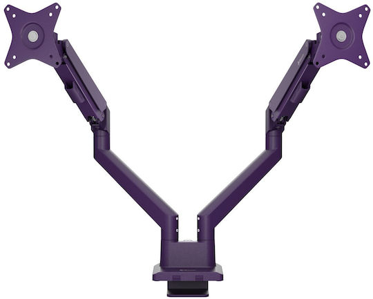 Arozzi Stand Desk Mounted for 2 Monitors up to 34" with Arm Purple
