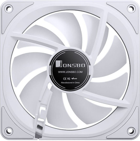 Jonsbo FR-606WR Reverse Blade Case Fan 120mm (1500rpm) with ARGB Lighting and 4-Pin PWM Connection White