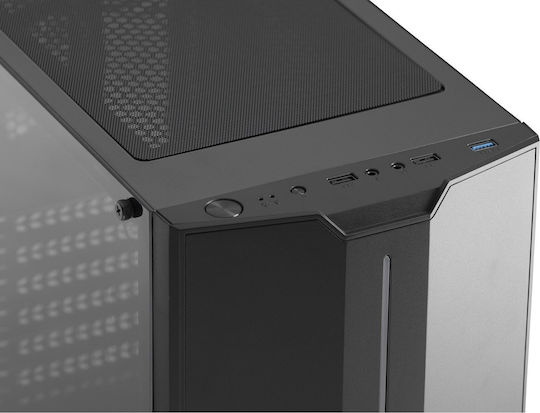 MS-Tech Fighter V310 Gaming Midi Tower Κουτί Υπολογιστή με Πλαϊνό Παράθυρο Μαύρο