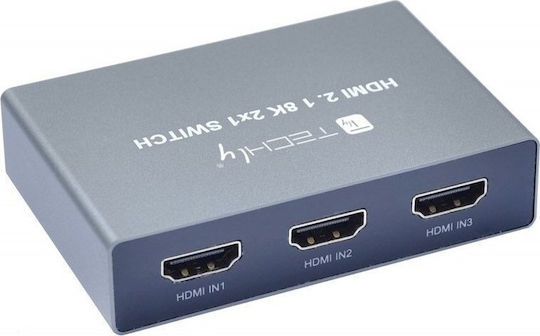 Techly AV Adapter Techly 3-Port HDMI 2.1 Switch 8K*60Hz 3x1 IR Remote 12615312 8059018365511