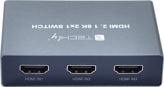 Techly AV Adapter Techly 3-Port HDMI 2.1 Switch 8K*60Hz 3x1 IR Remote 12615312 8059018365511