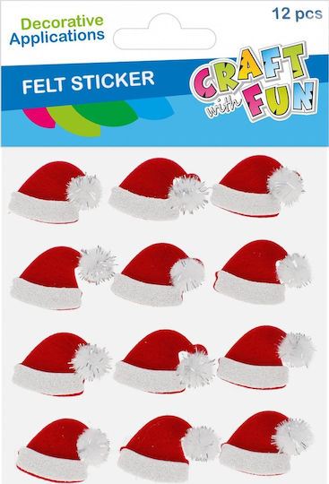 Χριστουγεννιάτικη Διακόσμηση Craft Fun Διακοσμητικο Χριστουγεννων Τσοχινα Σκουφακια Σετ 12τμχ Cf 12/144