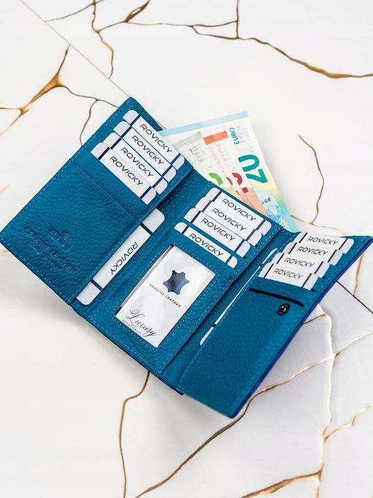 Große Leder Damenbrieftasche mit RFID Blau