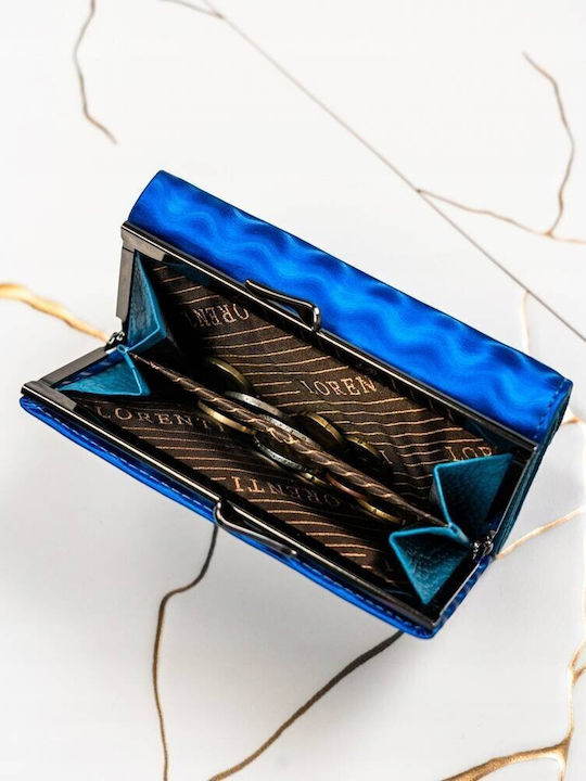 Große Leder Damenbrieftasche mit RFID Blau