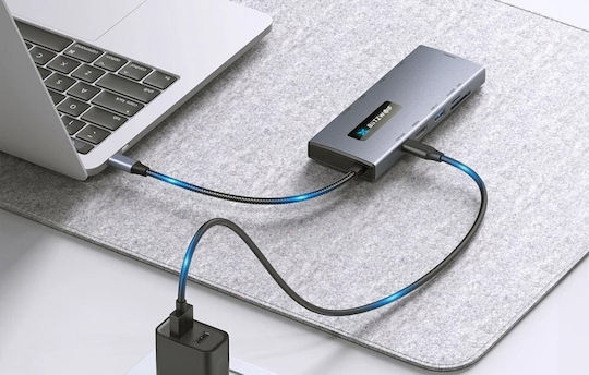 BlitzWolf USB-C Docking Station με HDMI 4K PD Ethernet Γκρι (BW-NEW TH8)