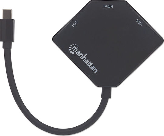 Manhattan USB-C / USB-A Докинг станция с HDMI 4K Черен (207720)