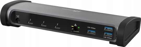J5create Thunderbolt 4 Docking Station με 4K PD Ethernet και σύνδεση 2 Οθονών Γκρι (JTD562)