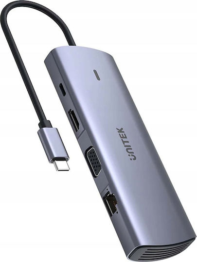 Unitek D1113A USB-C Docking Station με HDMI 4K PD Ethernet Γκρι