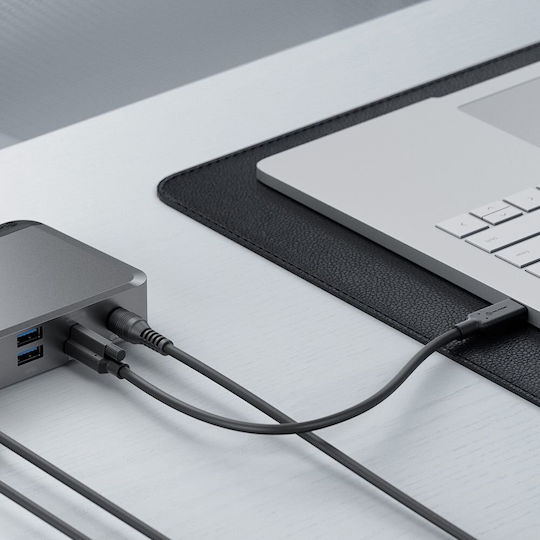 Alogic MX3 USB-C Stație de andocare cu DisplayPort 4K PD Ethernet și conexiune 3 monitoare Gri
