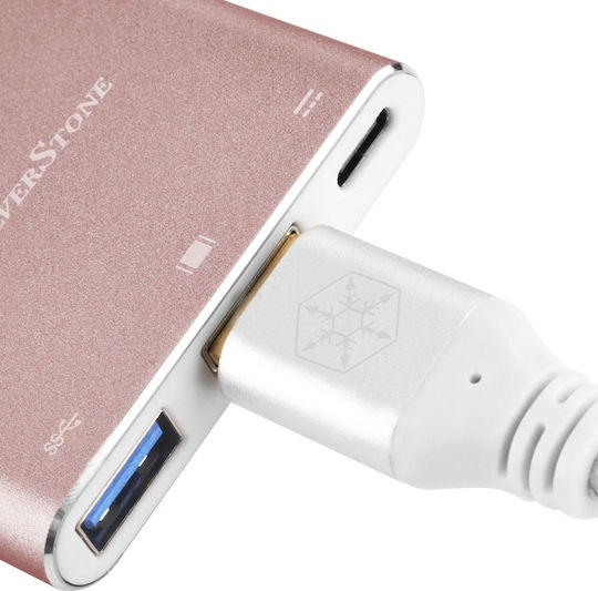 Silverstone EP08 USB-C / USB-A Docking Station mit 4K PD Ethernet Rosa