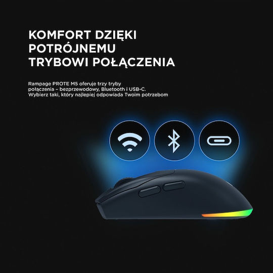 Rampage Prote M5 Wireless RGB Gaming Mouse 24000 DPI Black
