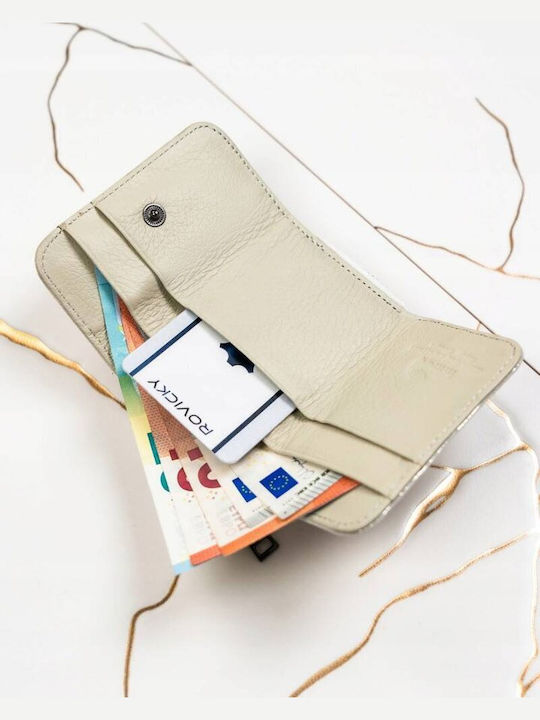 Small Leather Women's Wallet Classic with RFID Silver