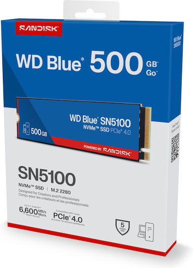 Western Digital Blue SSD 500GB τύπου PCle Card με σύνδεση PCI Express 4.0 WDS500G5B0E