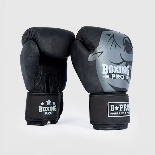 Boxing Pro Boxhandschuhe Leder für Kampf Schwarz