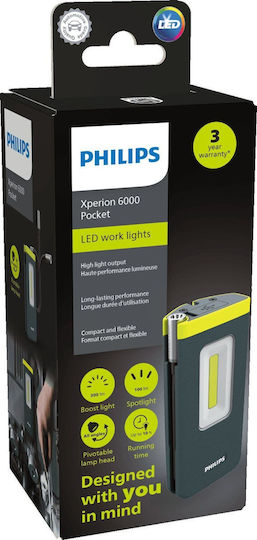Philips Arbeitslampe Batterie LED mit einer Helligkeit von bis zu 300lm