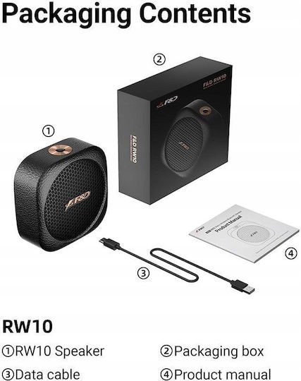 Fenda RW10 Bluetooth Speaker 7W with Battery Life up to 10 hours Black