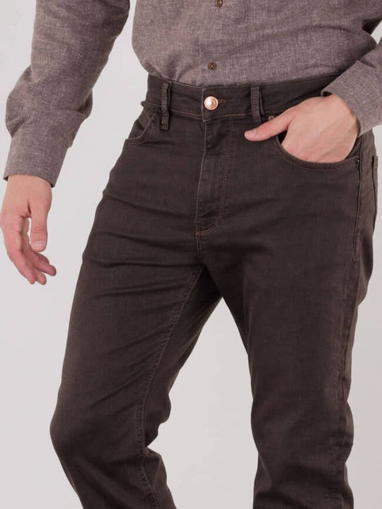 Jean Ανδρικό Παντελόνι Τζιν Slim Fit Καφέ