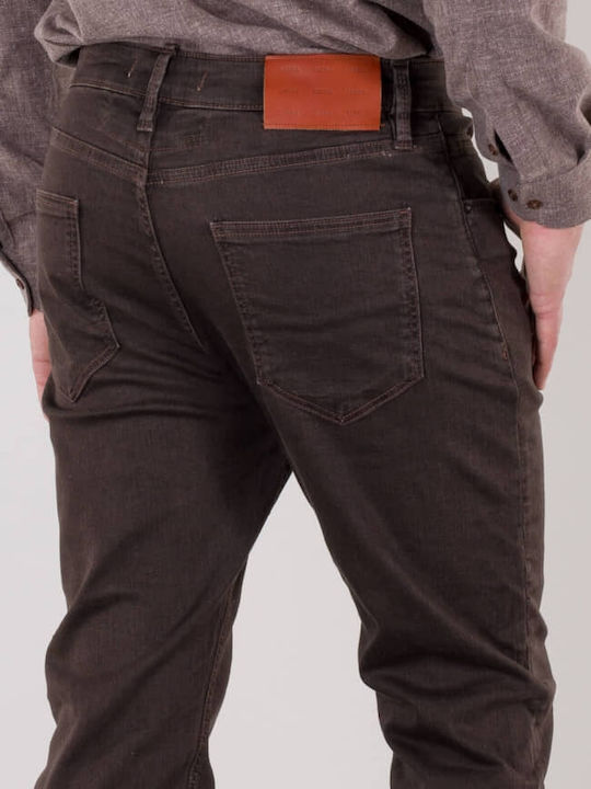 Jean Ανδρικό Παντελόνι Τζιν Slim Fit Καφέ