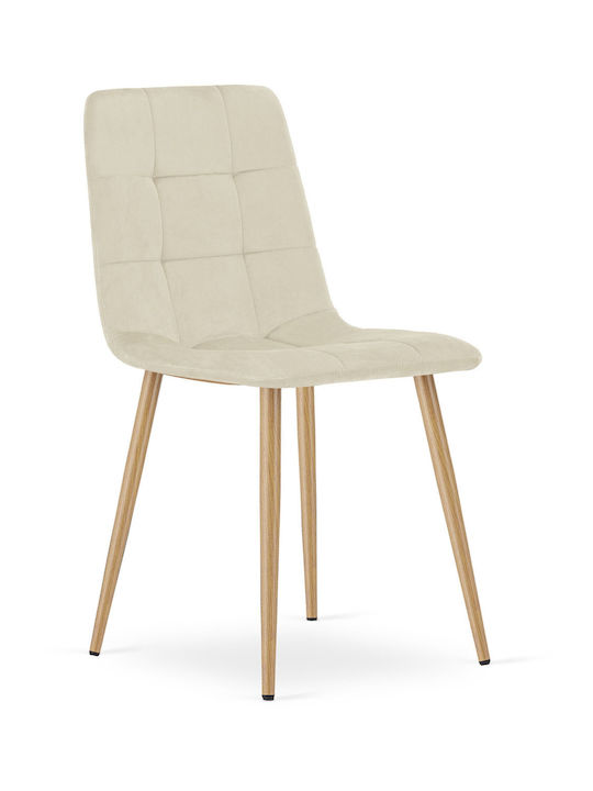 Καρέκλες Κουζίνας Βελούδινες Beige 3τμχ