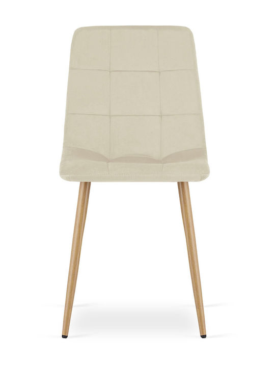 Καρέκλες Κουζίνας Βελούδινες Beige 3τμχ