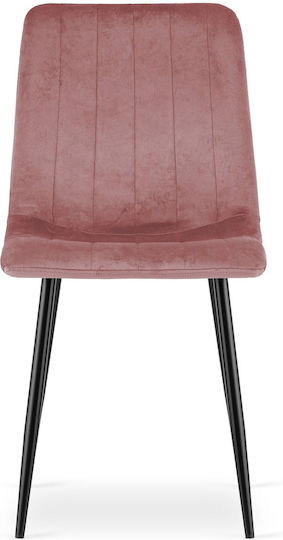 Lava Scaune Sala de mese Catifelate Pink Velvet / Black Legs 1buc