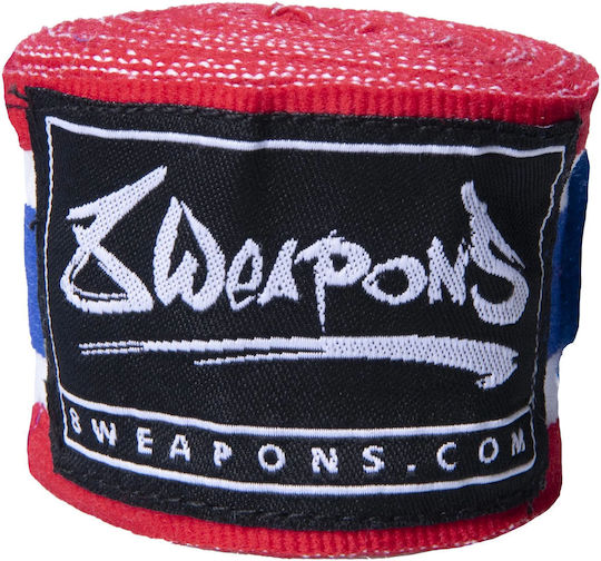 8 Weapons Semi-Elastic Martial Arts Hand Wraps 3.5 M Red Blue