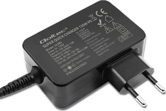 Pd 120w Turbo Charger 5-28v 3-4.5a Usb-c Black