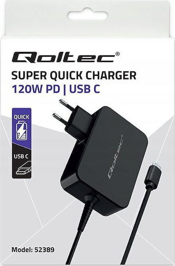 Pd 120w Turbo Charger 5-28v 3-4.5a Usb-c Black